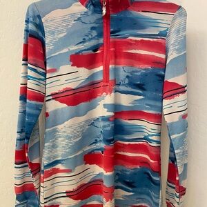 Sport Haley Red and Blue Abstract golf long sleeve Top